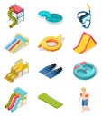 Aqua Park Isometric Icon Set Royalty Free Stock Photo