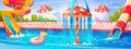 Aqua park with pool and kid slide to swim vector Royalty Free Stock Photo