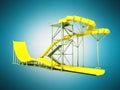 Aqua park water carousel yellow 3d render on blue background Royalty Free Stock Photo