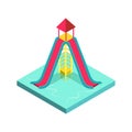 Aqua park water slide isometric 3D element