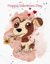 A gift from a cute puppy on valentines day Royalty Free Stock Photo