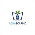 Aqua scape logo design vector illustration with line art