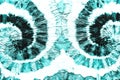 Aqua Spiral Shibori Pattern. Greenish Swirl Watercolor Clothing. Turquoise Watercolor Print. Aquamarine Brush Border. Hard Grunge. Royalty Free Stock Photo