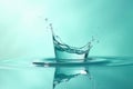 Aqua splash a captivating image of a single droplet impacting a still surface, creating a stunning crown of water and ripple Royalty Free Stock Photo
