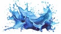 An aqua spray, splatter, and watery design element. Pure refreshing drops of fresh blue water in motion. Isolated flat