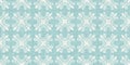 Aqua teal blue white vibrant watercolor batik azulejos tile border banner background. Seamless coastal blur linen effect