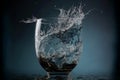 Super slow motion shot of water splashing from glass. Aqua water pouring in freshness purify concept with drops Royalty Free Stock Photo