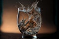 Super slow motion shot of water splashing from glass. Aqua water pouring in freshness purify concept with drops Royalty Free Stock Photo