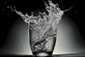 Super slow motion shot of water splashing from glass. Aqua water pouring in freshness purify concept with drops Royalty Free Stock Photo