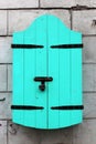 Aqua wooden doors locked door black padlock Royalty Free Stock Photo