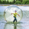 Aqua zorbing on water