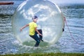 Aqua zorbing on water