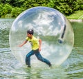 Aqua zorbing on water