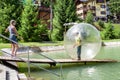 Aqua zorbing on water