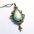 Aquablue Pendant: Dreamlike Illusionism In Light Bronze And Aquamarine