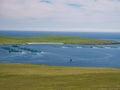 Aquaculture / fish farming at Baltasound on the island of Unst in Shetland, UK