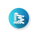 Aqualoop blue flat design long shadow glyph icon