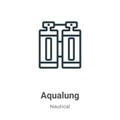 Aqualung outline vector icon. Thin line black aqualung icon, flat vector simple element illustration from editable nautical Royalty Free Stock Photo