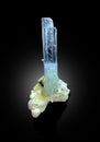 Aquamarine with albite microcline and tourmaline schorl mineral specimen from skardu Pakistan Royalty Free Stock Photo