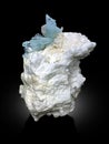 Aquamarine Bluch of crystals cluster on white matrix Mineral specimen from Shigar Valley Skardu Pakistan