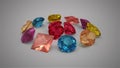 Aquamarine, Citrine, Heliodor, Morganite, Red Beryl And Rubellite On Seamless Loop