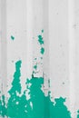 Aquamarine green peeling old paint metal surface fence texture background white flakes Royalty Free Stock Photo