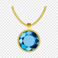 Aquamarine necklace icon, realistic style Royalty Free Stock Photo