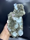 Aquamarine with pink flourite on muscovite mica matric speicmen from Nagar Pakistan