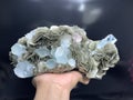 Aquamarine with pink flourite on muscovite mica matrix mineral specimen from Nagar Pakistan