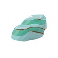 Aquamarine stone with smooth shape. Streaked rock, striped mineral with glossy surface. Polished crystal, translucent