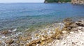 Aquamarine water and rocks in Budva Montenegro