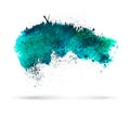 Aquamarine watercolor splash. Template for your