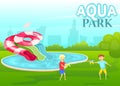 Aquapark cartoon , childs playing, colorfull stock vector illustration