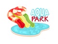 Aquapark cartoon colorfull stock vector illustration