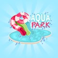 Aquapark cartoon colorfull stock vector illustration