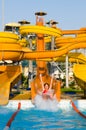 Aquapark constructions in swimming-pool