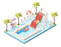 Aquapark Isometric Composition