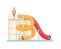 Aquapark People Slide Composition Royalty Free Stock Photo