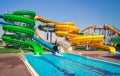 Aquapark sliders with pool