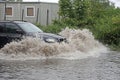 Aquaplaning Vehicle Flooded Road