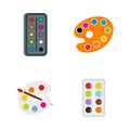 Aquarell icon set, flat style