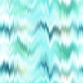 Washed teal blurry wavy ikat seamless pattern. Aquarelle effect boho fashion fabric for coastal nautical stripe