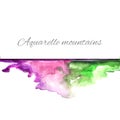 Aquarelle mountains green violet