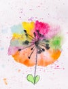 Aquarelle watercolor painting of cute flowers on water painting on canvas
