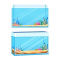 rectangular aquariums vector illustration in cartoon style. Royalty Free Stock Photo