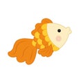 Aquarium cartoon cute gold fish. vector illustration of yellow fish for children Royalty Free Stock Photo