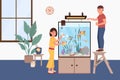 Aquarium Cleanup Flat Composition Royalty Free Stock Photo