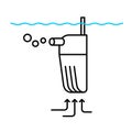 Aquarium filter with pump line icon. Water tank filtration and aeration system part. Royalty Free Stock Photo