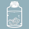 Aquarium fish and bubbles in a glass jar. Laser cut. Vector illustration. Pattern for the laser cut, serigraphy, plotter and