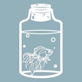 Aquarium fish and bubbles in a glass jar. Laser cut. Vector illustration. Pattern for the laser cut, serigraphy, plotter and Royalty Free Stock Photo